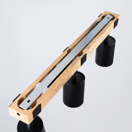 Plafonnier Socle Bois Réglable 3 noir