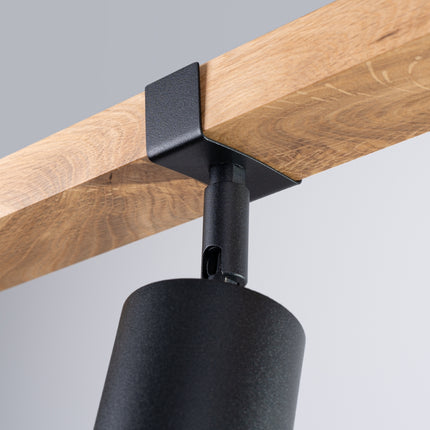 Plafonnier Socle Bois Réglable 3 noir