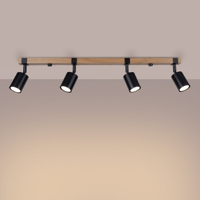 Plafonnier Socle Bois Réglable 4L noir