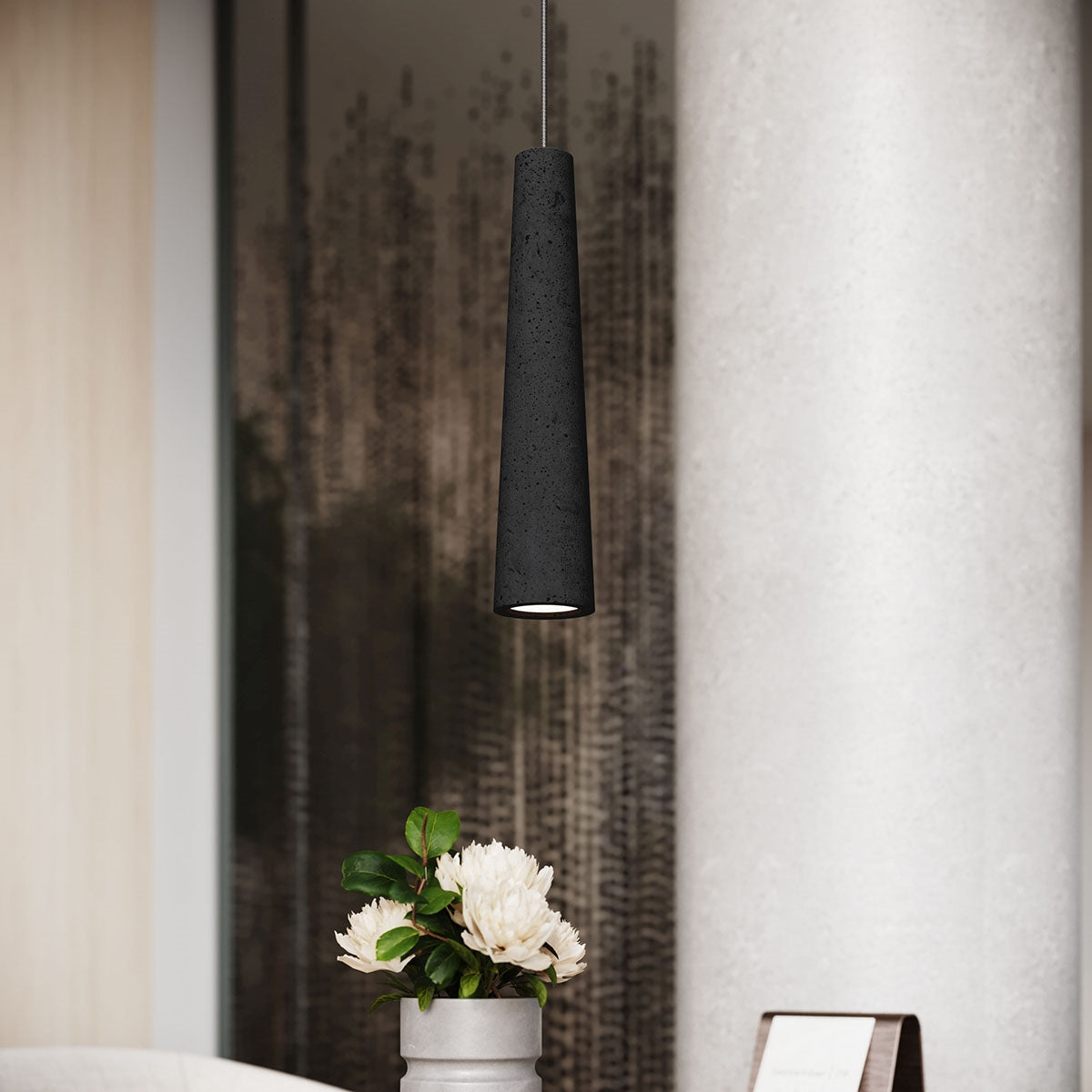 Electra black concrete pendant light