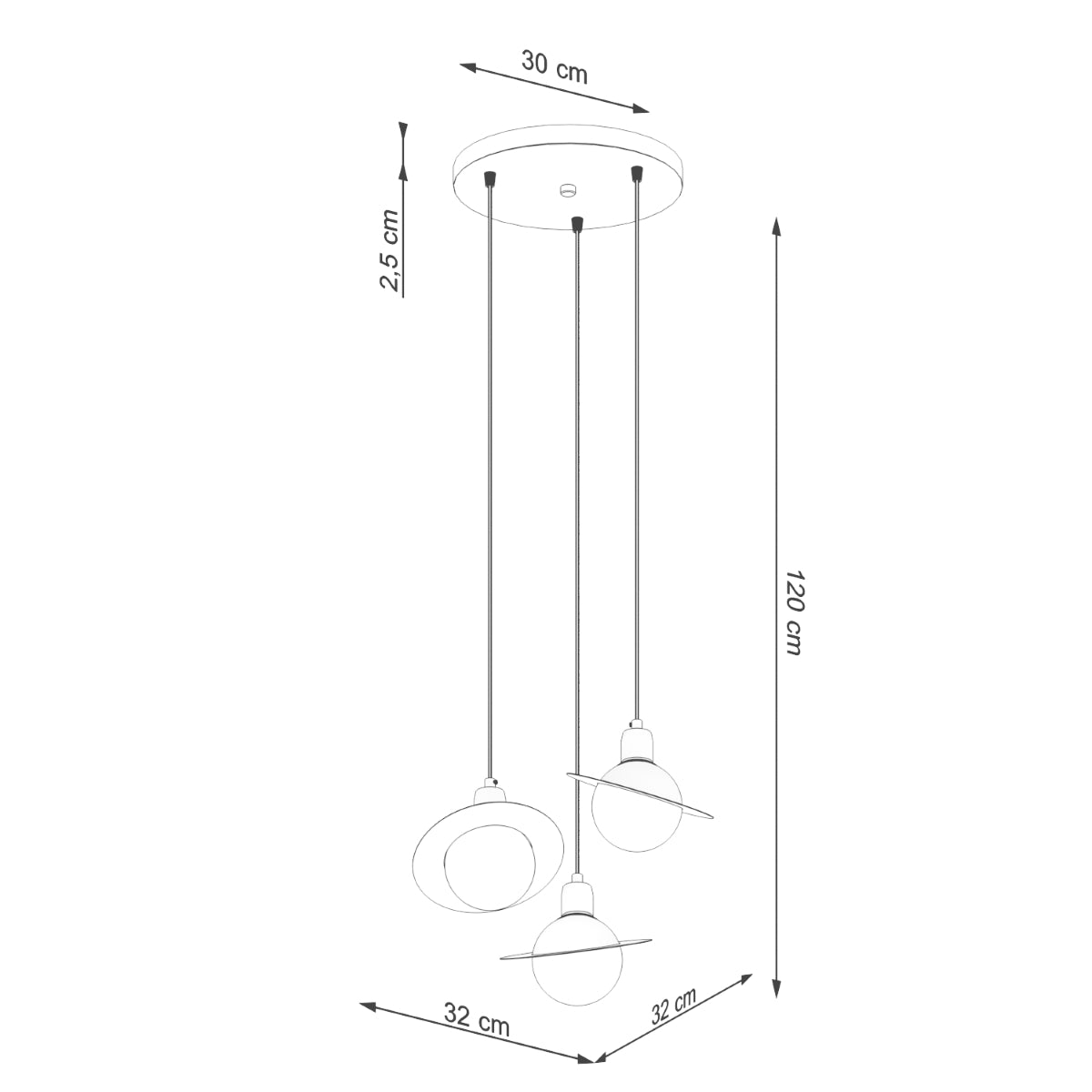 Lampe suspendue Saturne 3P noir