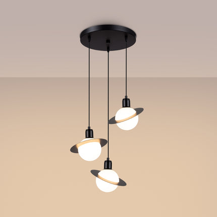 Lampe suspendue Saturne 3P noir