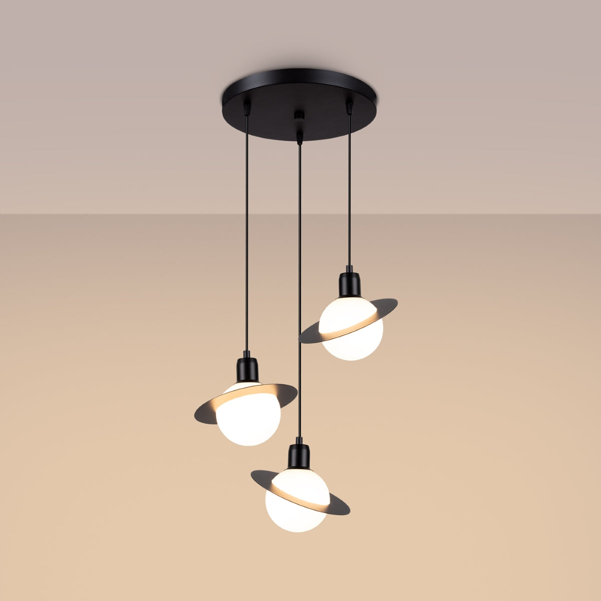 Lampe suspendue Saturne 3P noir