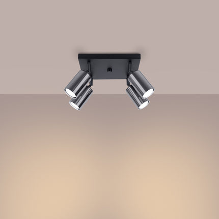 Plafonnier Acier Luxe 4 noir/chrome