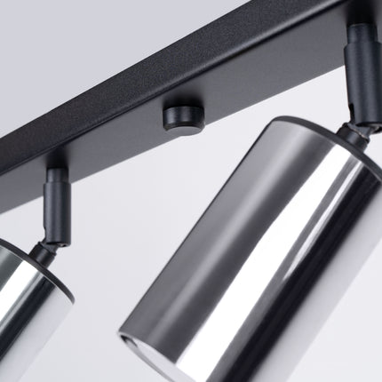 Plafonnier Acier Luxe 6L noir/chrome
