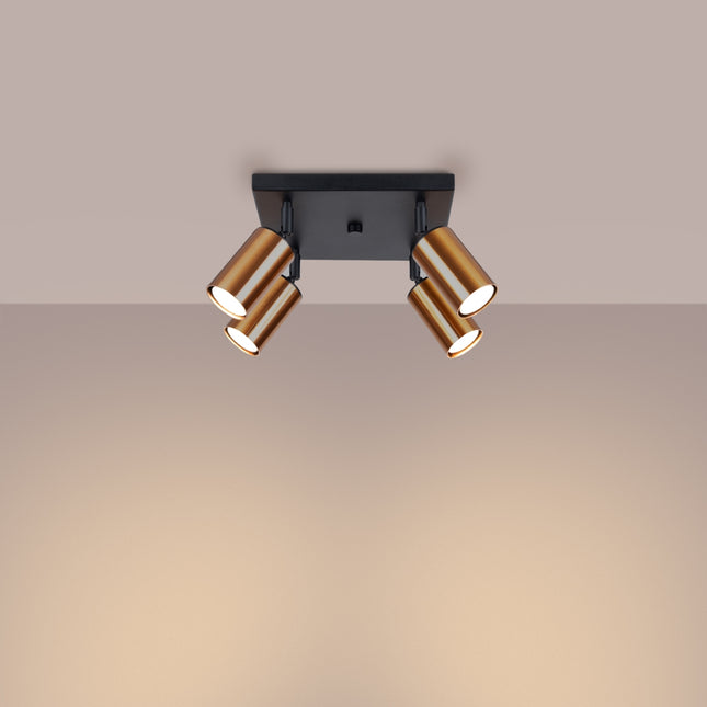 Plafonnier Acier Luxe 4 noir/cuivre