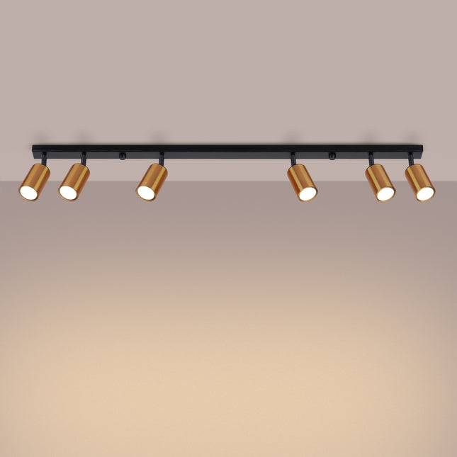 Plafonnier Acier Luxe 6L noir/cuivre