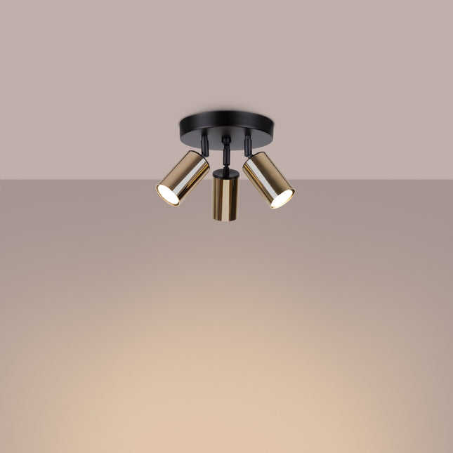 Plafonnier Acier Luxe 3P noir/doré