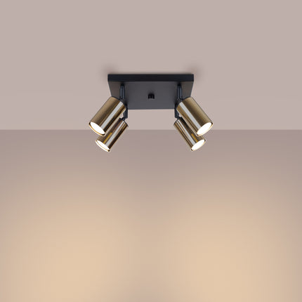 Plafonnier Acier Luxe 4 noir/doré