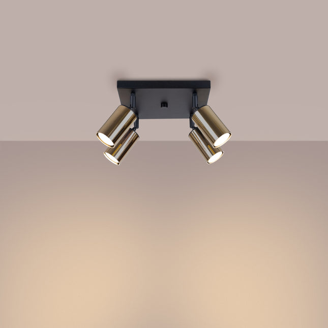 Plafonnier Acier Luxe 4 noir/doré