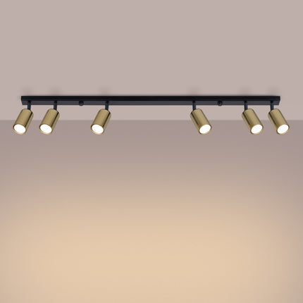 Plafonnier Acier Luxe 6L noir/doré