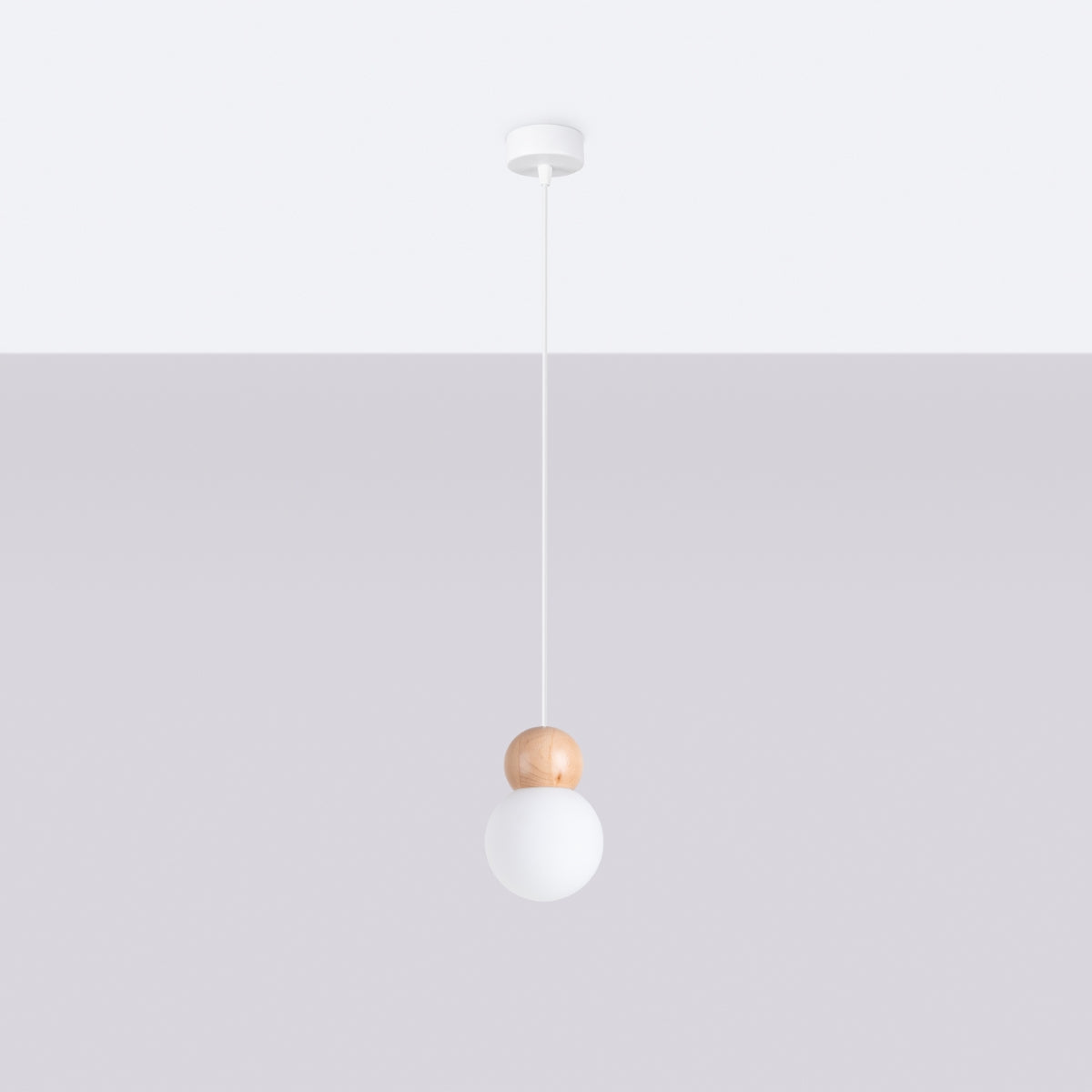 Bulb Suspension Wood 1 white/natural wood