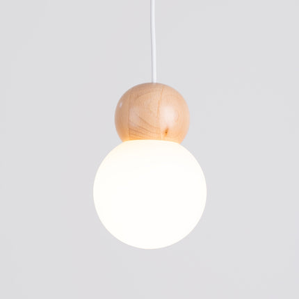 Suspension Bulbe Bois 1 blanc/bois naturel