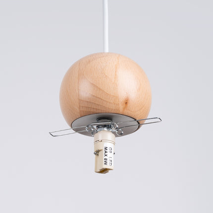 Suspension Bulbe Bois 3P blanc/bois naturel