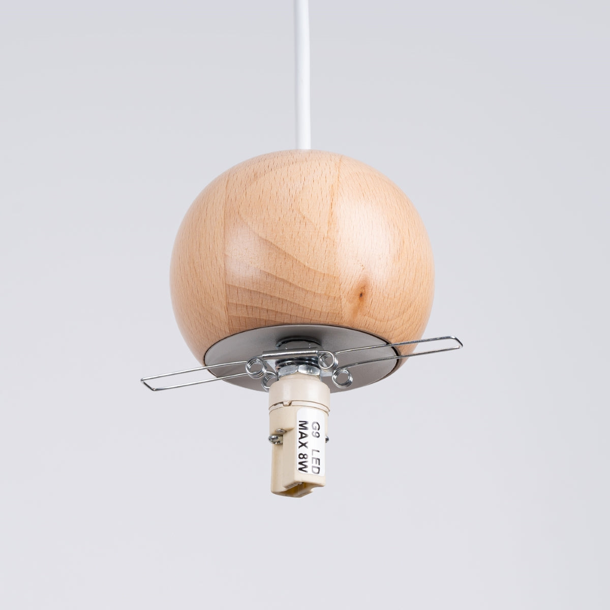 Suspension Bulbe Bois 3P blanc/bois naturel