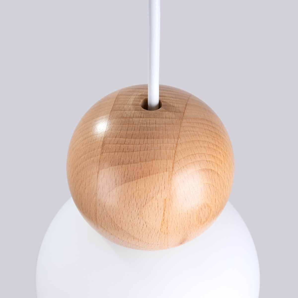 Suspension Bulbe Bois 3P blanc/bois naturel