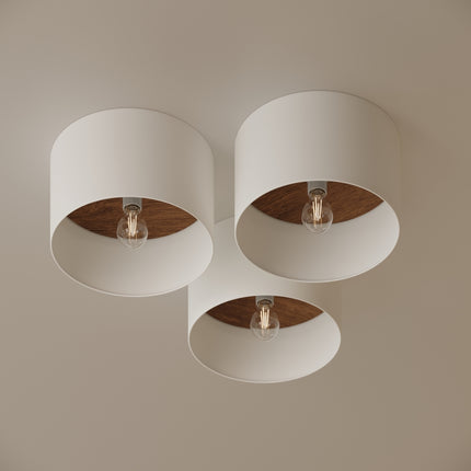 Ceiling Light Wood Interior White/Dark Brown