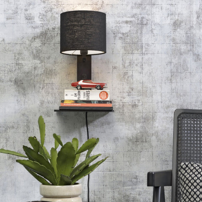 Andes Bamboo and Black Ecolin Wall Light 36 cm