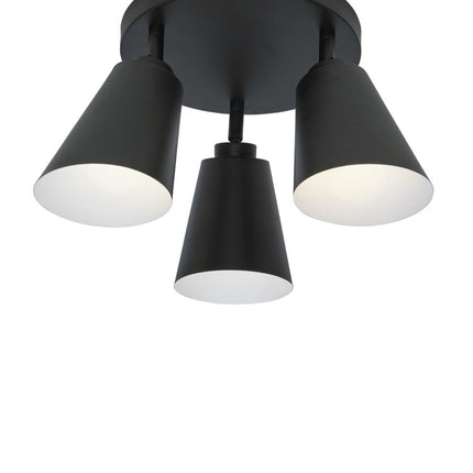 Plafonnier Bremen 3 Abat-Jour Fer Noir 30 cm