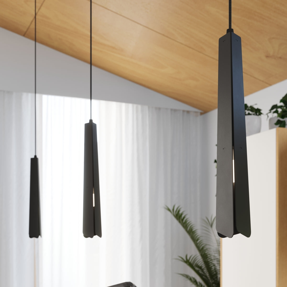 Suspension Prisme Moderne 3L noir