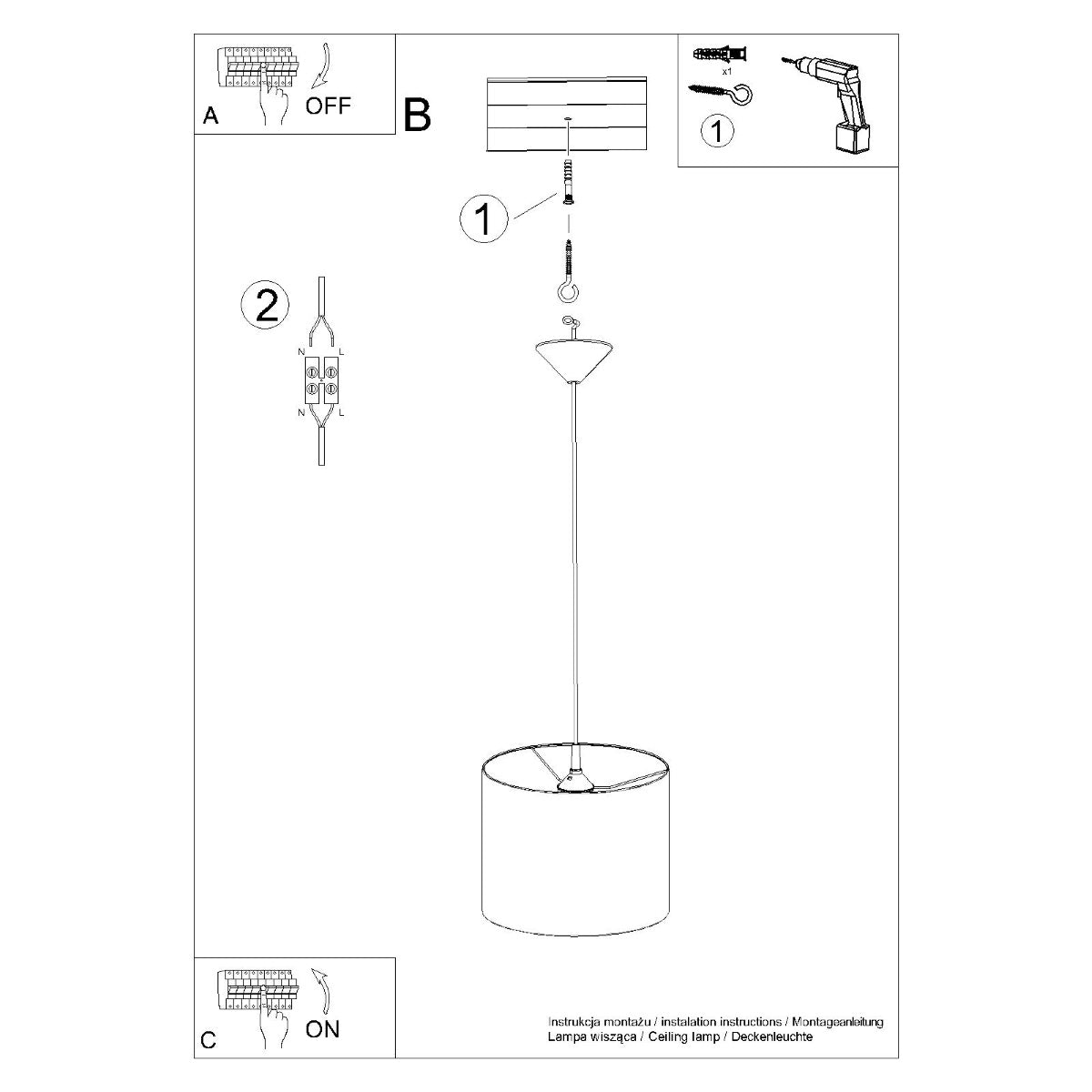 Pendelleuchte Loft Cylindrical 30 schwarz