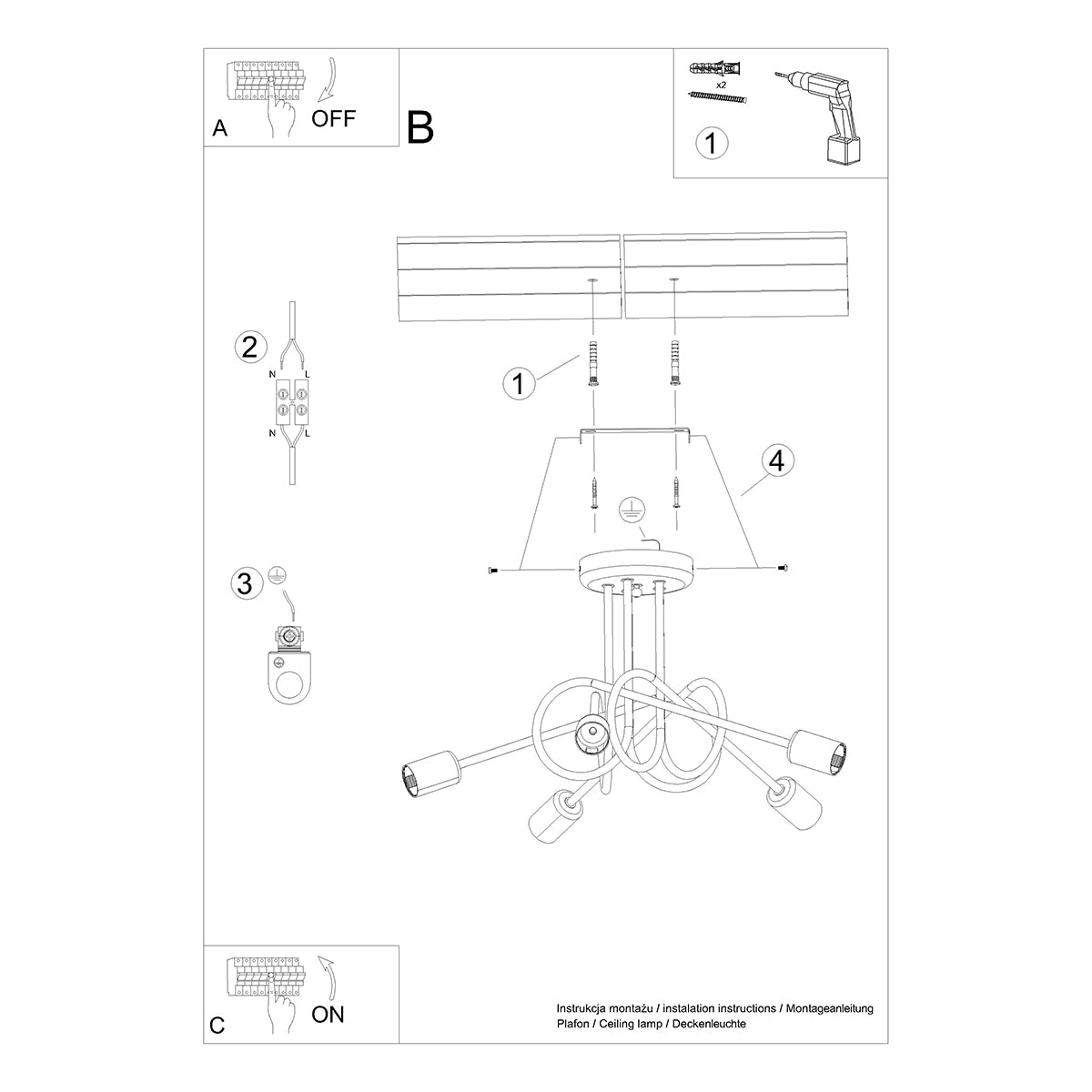 Modern Loop Chandelier 5 white