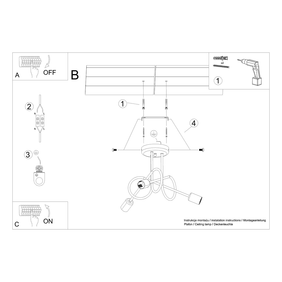 Modern Loop Chandelier 3 black