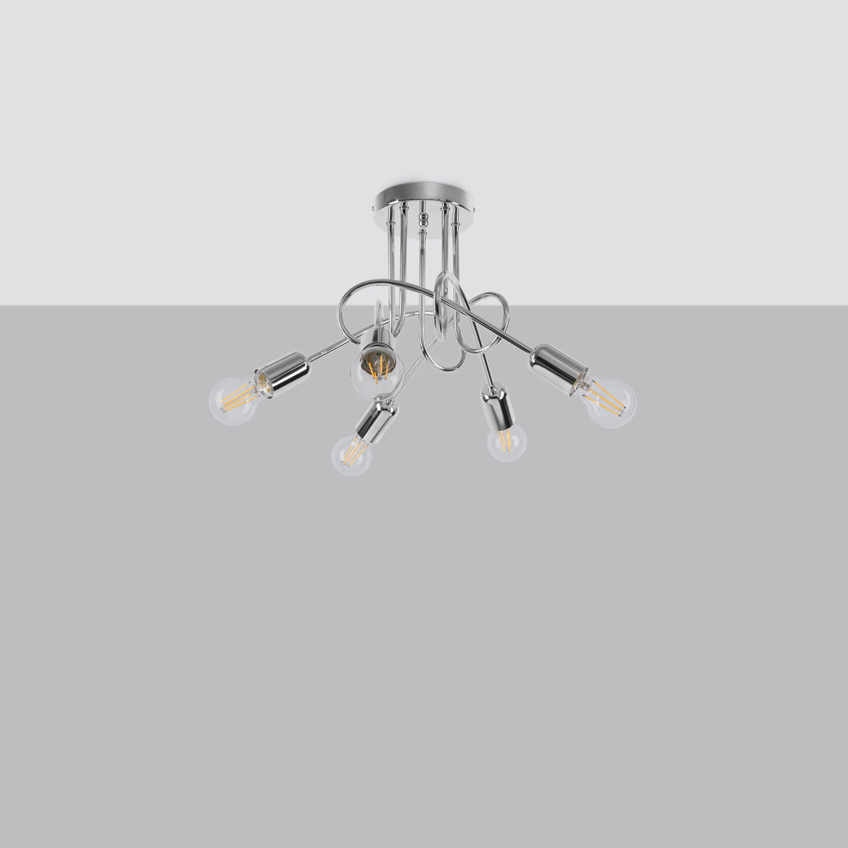 Modern Loop Chandelier 5 chrome