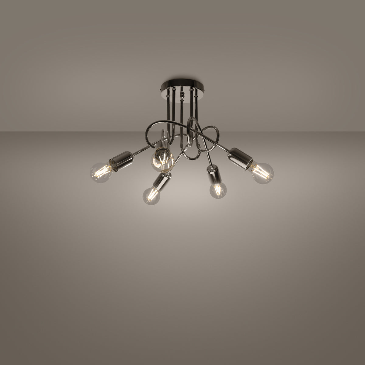 Modern Loop Chandelier 5 chrome