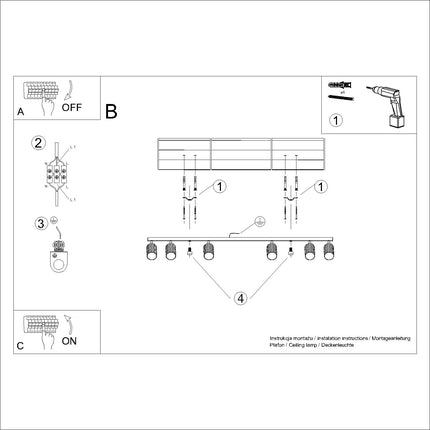 Oslo 6L gold ceiling light 