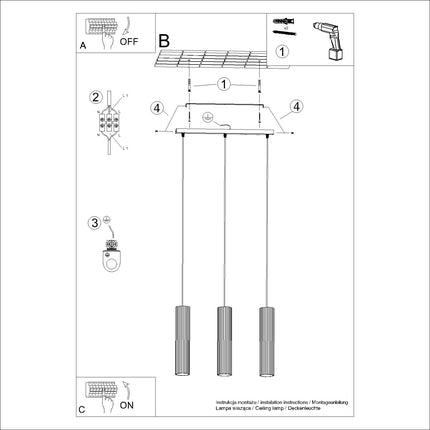 Oslo 3L beige pendant lamp 