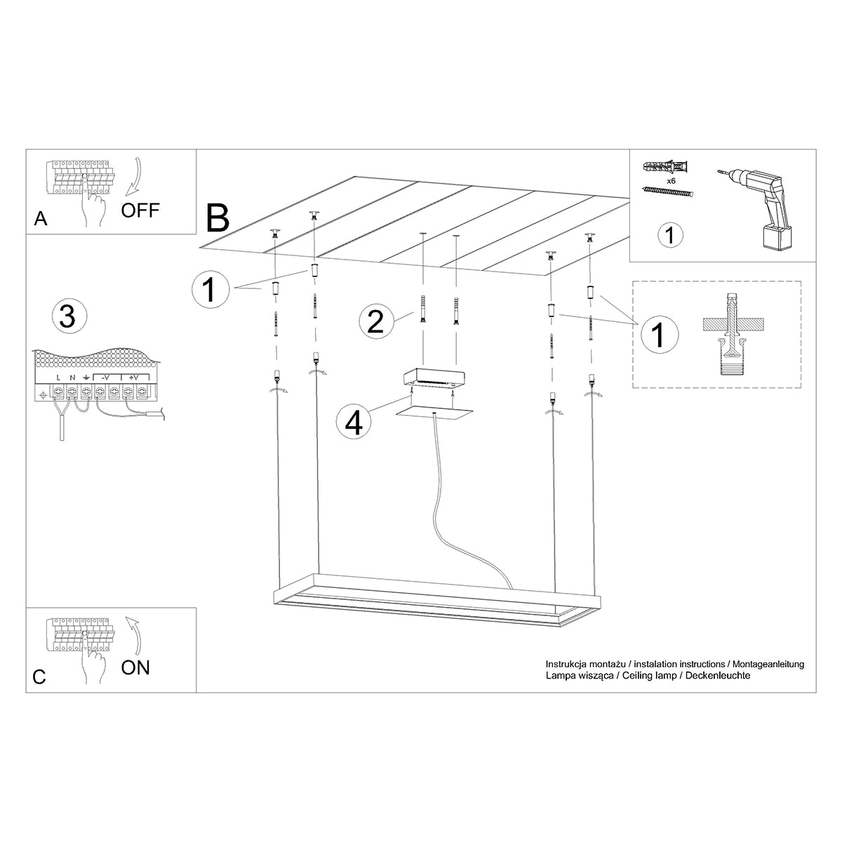 Pure M Rectangle Chandelier white 4000K