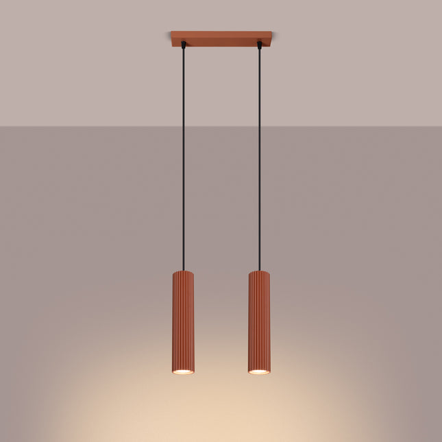Oslo 2 rot-ockerfarbene Pendelleuchte