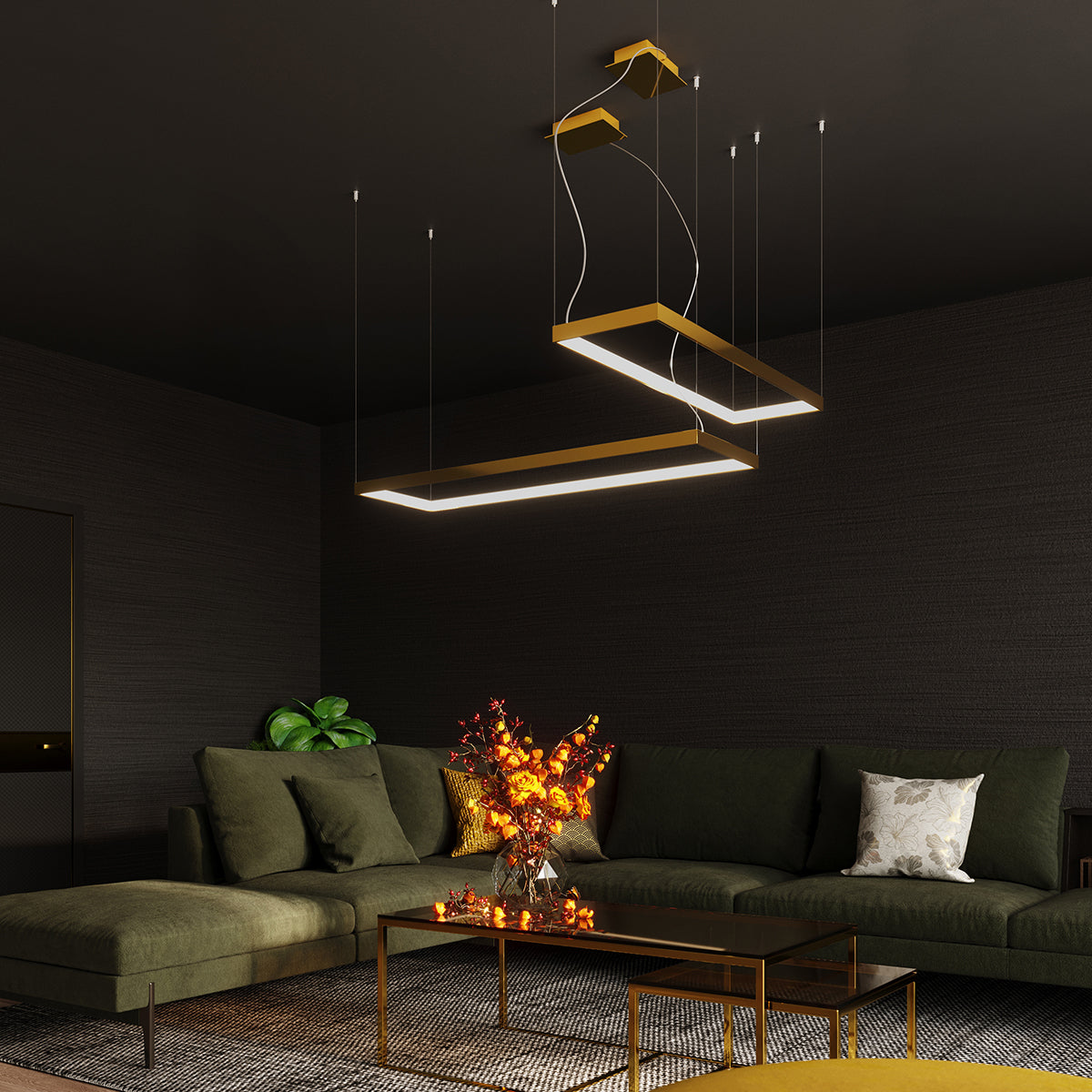 Pure M Rectangle Chandelier Gold 4000K