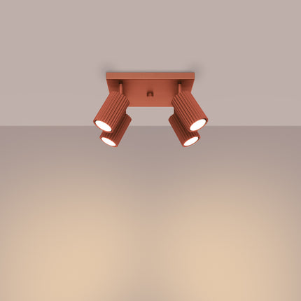 Oslo 4 ceiling light in ochre red 