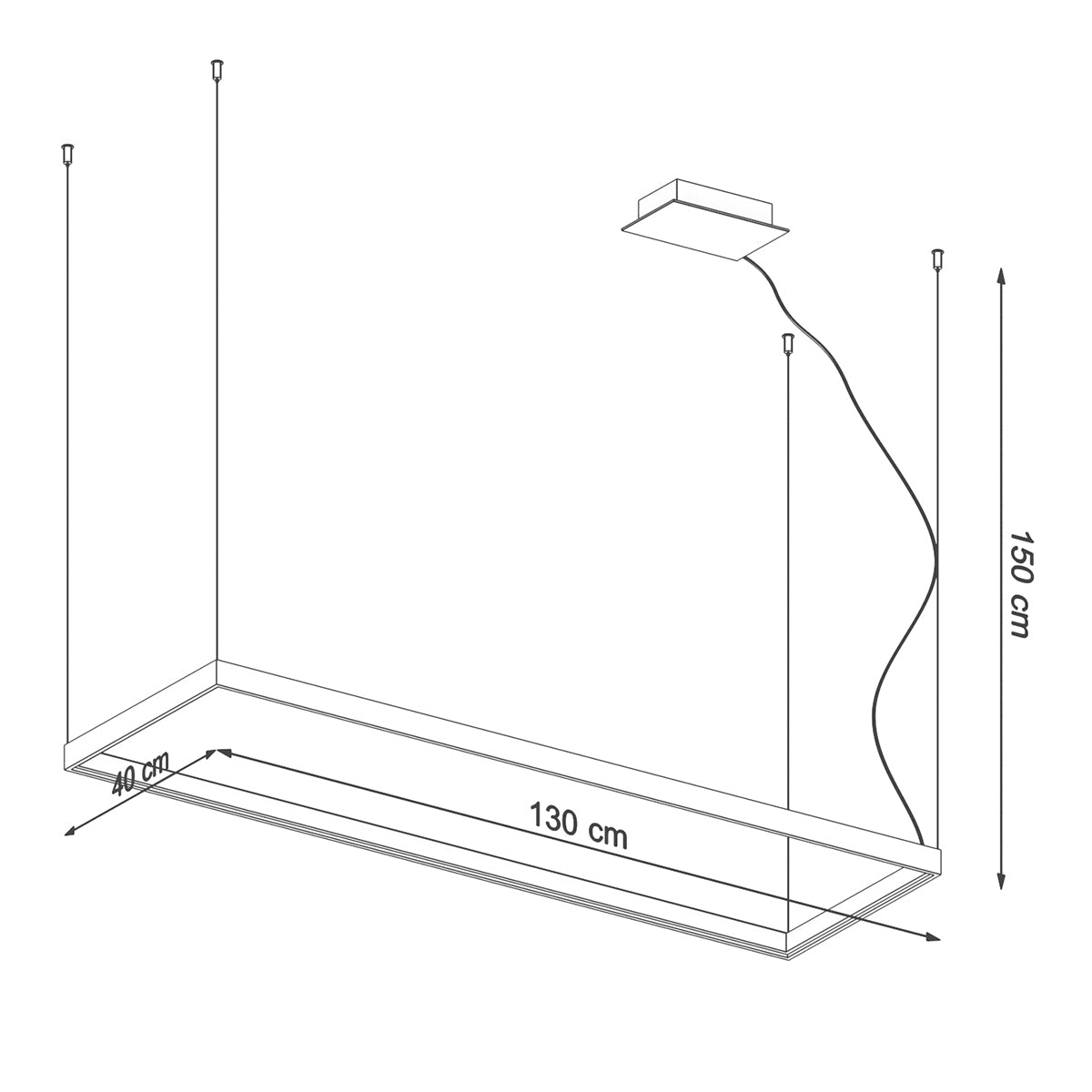 Lustre Rectangle Pure L doré 3000K