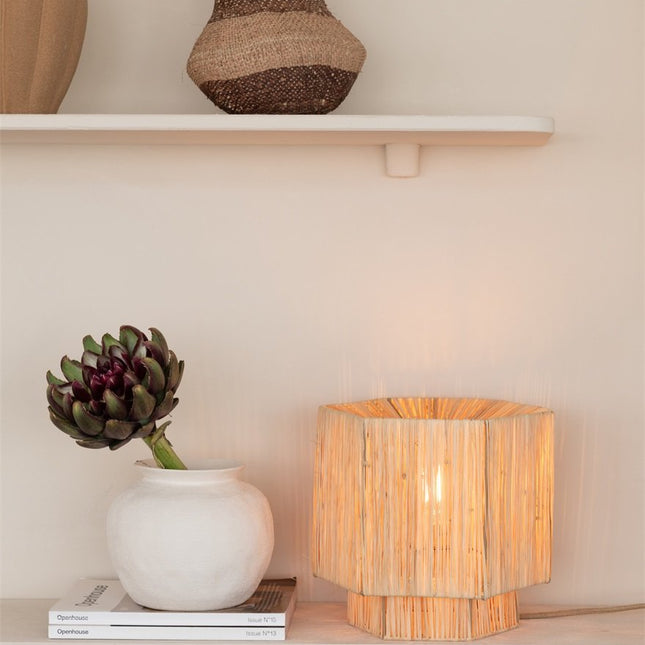 Lampe de Table Panama Raphia Naturel 28 cm