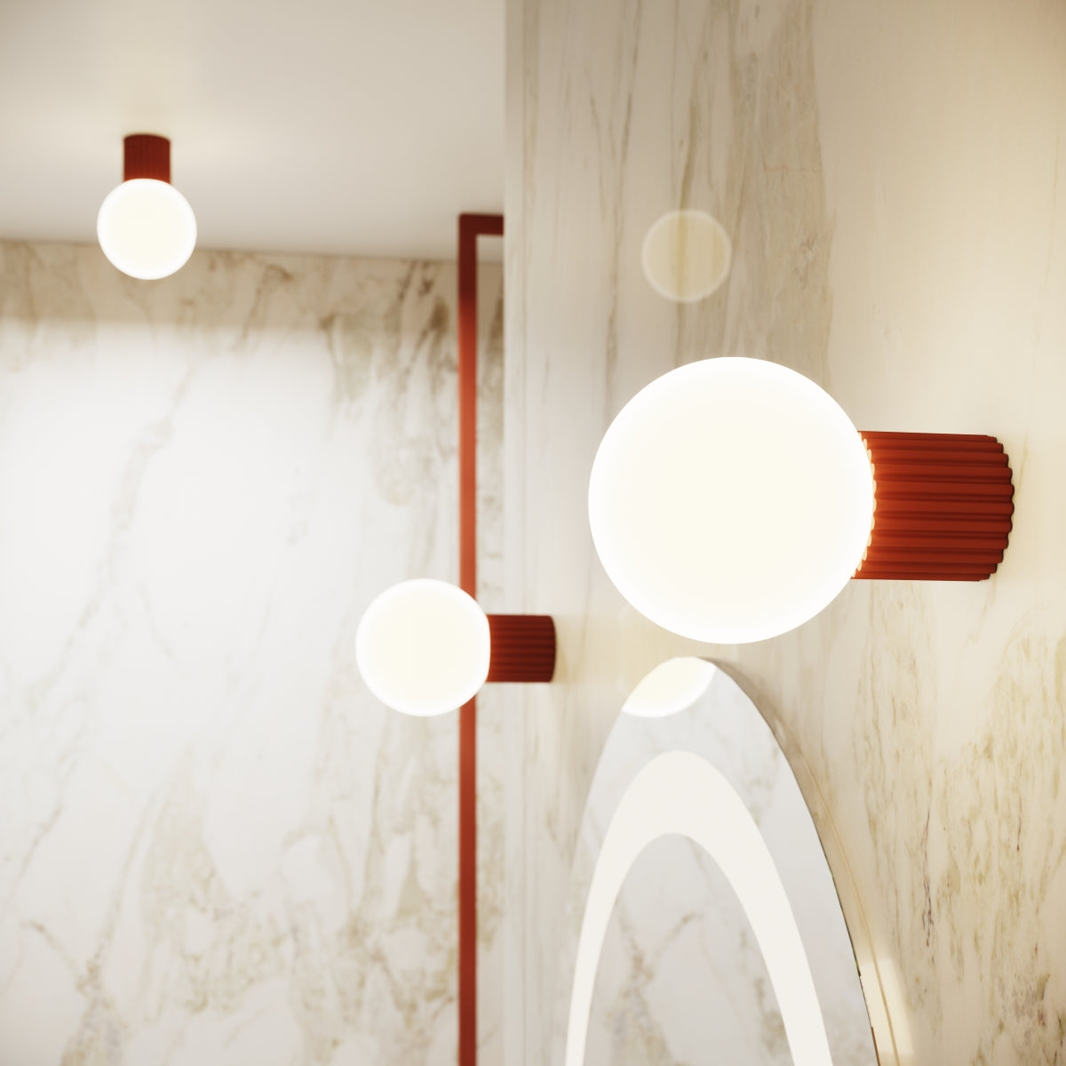 Plafonnier Halo rouge ocre IP44