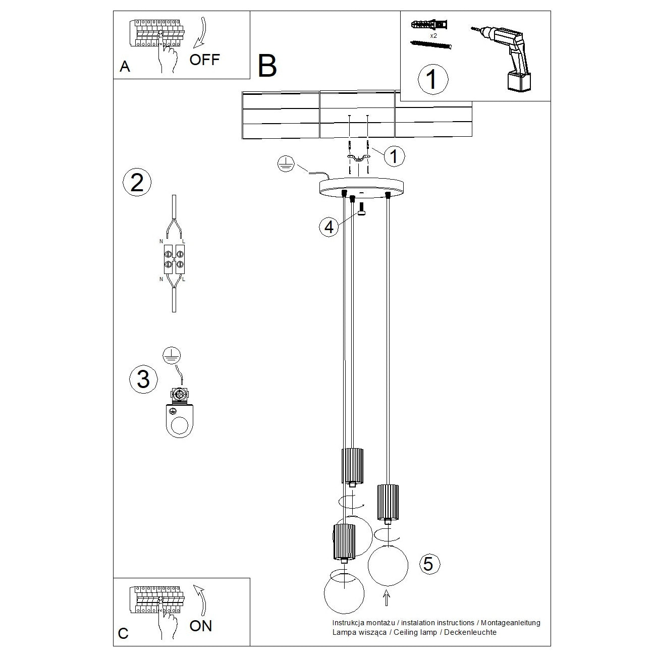 Lampe suspendue Halo 3P moka