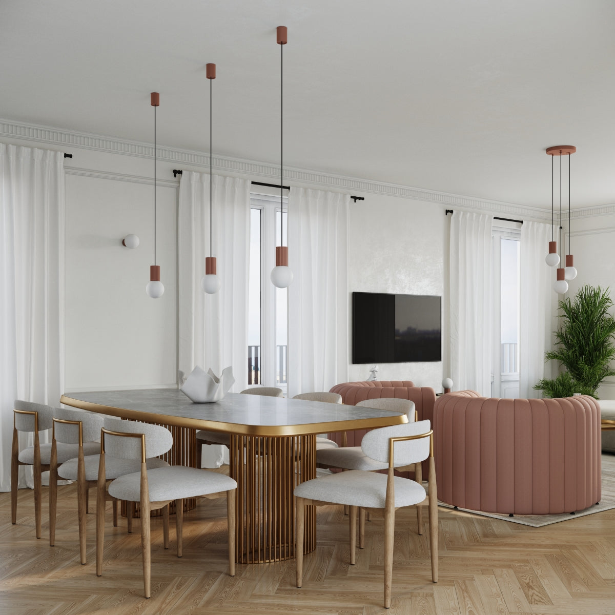 Lampe suspendue Halo 3P moka