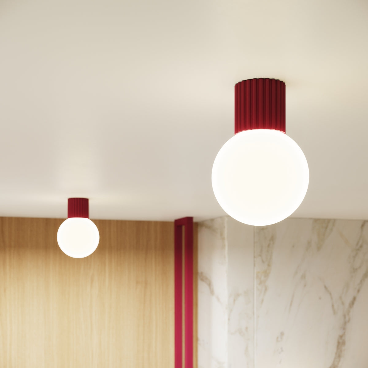 Plafonnier Halo bordeaux IP44