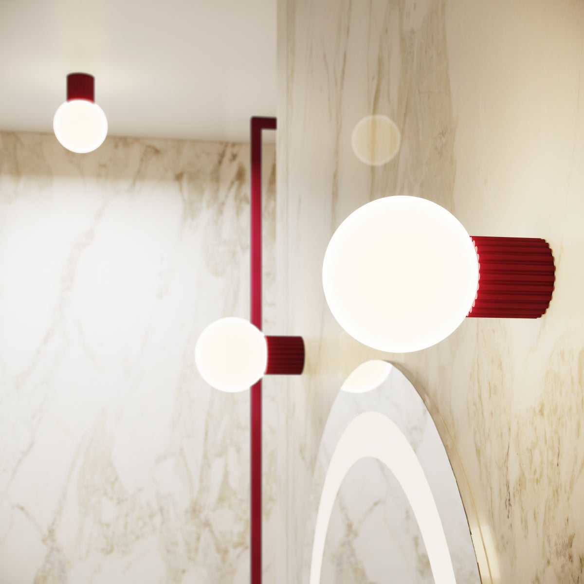 Plafonnier Halo bordeaux IP44
