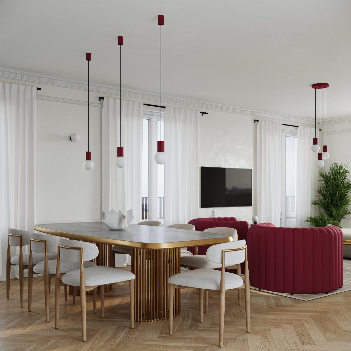 Lampe suspendue Halo 1 bordeaux