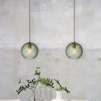 Suspension Venice Globe Verre Vert & Doré 22 cm