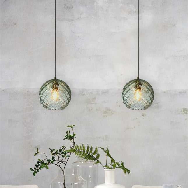 Suspension Venice Globe Verre Vert & Doré 22 cm