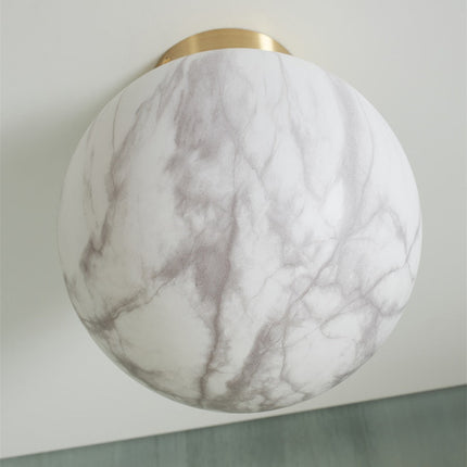 Plafonnier Carrara Globe Marbre Blanc & Doré 22 cm