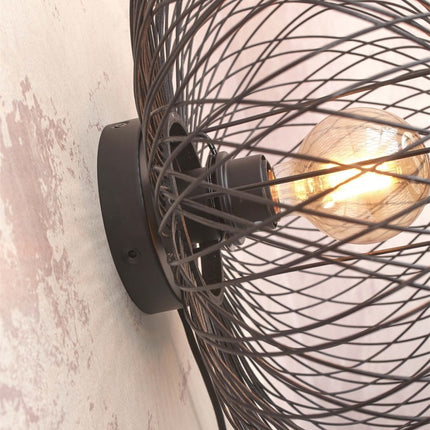Cango Bamboo Wall Light Black 40x20 cm