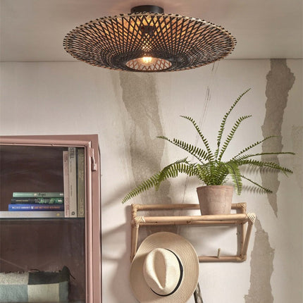Plafonnier Kalimantan Bambou Noir et Naturel 60 cm