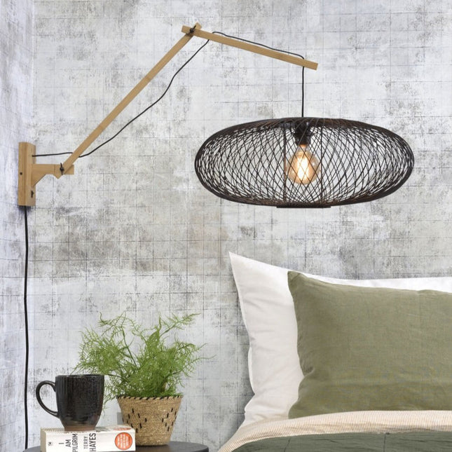 Cango Bamboo Wall Light Black and Natural 60x25 cm L