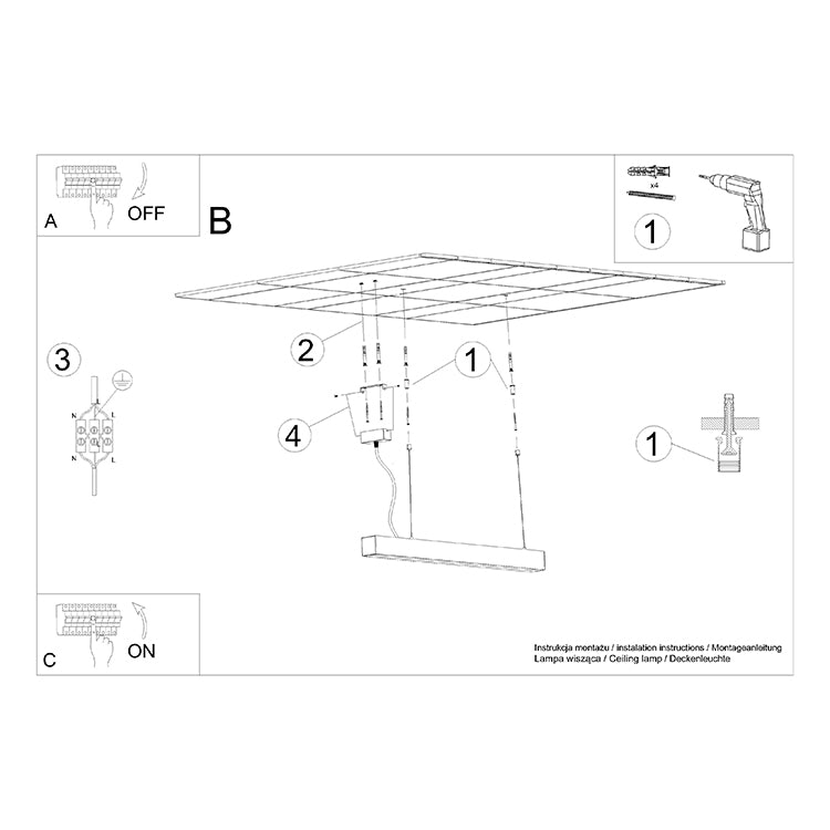 Suspension Barre Moderne 200 gris